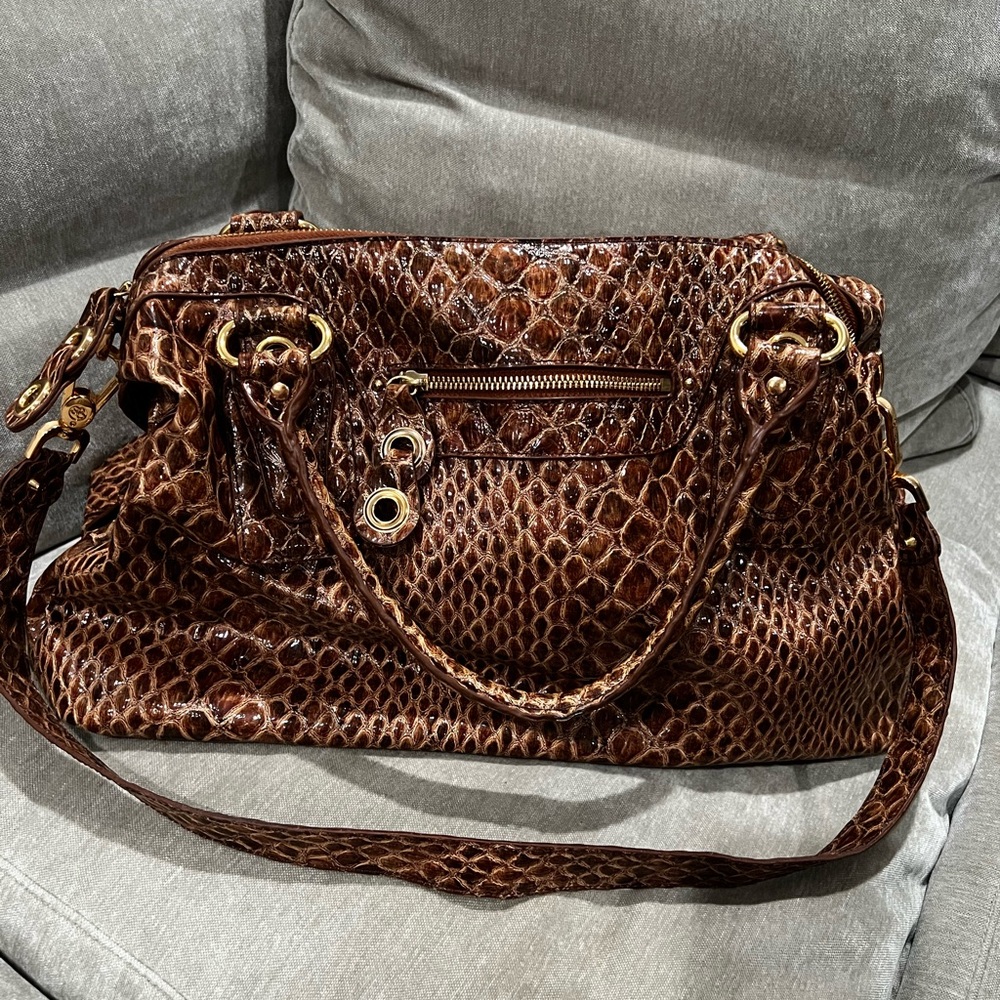 *Like New* Brown Patent Leather Alligator Print Inspired Handbag